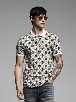 Jack & Jones - Mens Multi-Color Printed Regular Fit Polo T-shirt