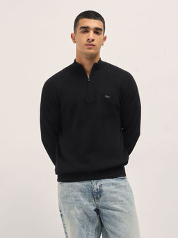 The Bear House - Mens Regular Fit Black Cotton Blend Casual Sweatshirt