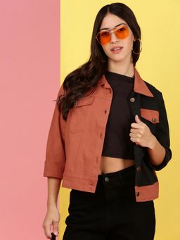 Voxati - Orange Women's Dual Color Denim Jacket