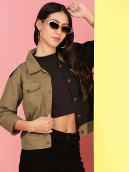 Voxati - Mustard Women's Dual Color Denim Jacket