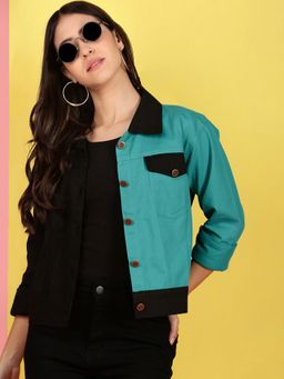 Voxati - Blue Women's Dual Color Denim Jacket