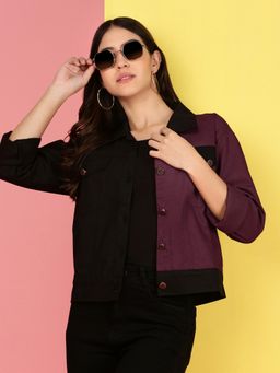 Voxati - Lavender Women's Dual Color Denim Jacket