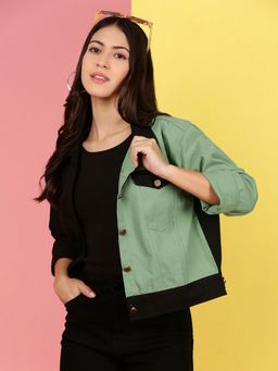 Voxati - Green Women's Dual Color Denim Jacket