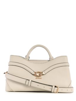 Guess - Off White Solid Dea Girlfriend Satchel Bag with Detachable Strap