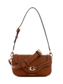 Guess - Cognac Solid Dea Flap Handbag with Detachable Strap