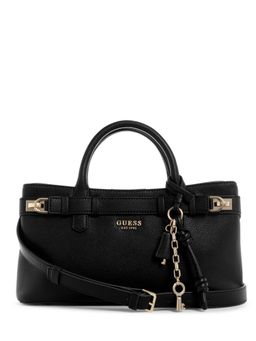Guess - Black Solid Gregoria Girlfriend Satchel Bag with Detachable Strap