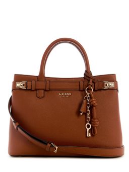 Guess - Cognac Solid Gregoria Large Satchel Bag with Detachable Strap