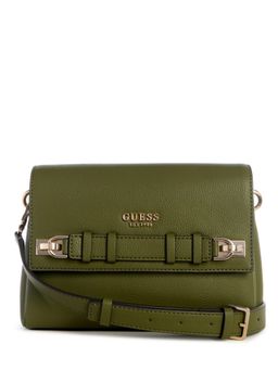 Guess - Olive Textured Gregoria Flap Crossbody Sling Bag with Detachable Strap