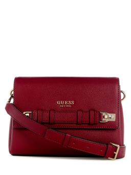Guess - Red Textured Gregoria Flap Crossbody Sling Bag with Detachable Strap