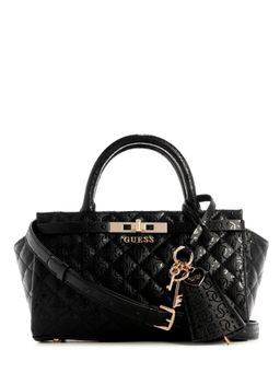 Guess - Black Quilted Idra Small Satchel Bag with Detachable Strap