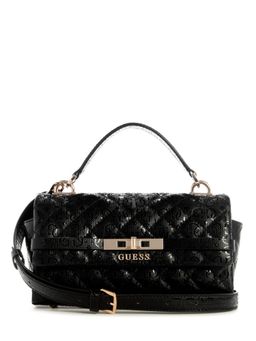 Guess - Black Quilted Idra Top Handle Flap Satchel Bag