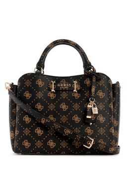 Guess - Espresso Logo Printed Silia Girlfriend Satchel Bag with Detachable Strap