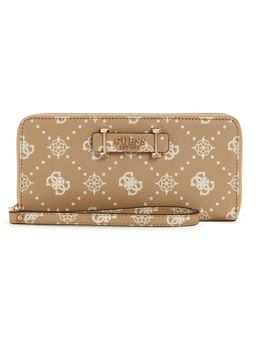 Guess - Biscotti Logo Printed Silia Large Zip Around Wallet