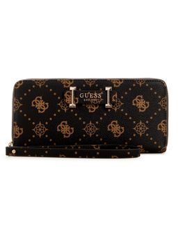 Guess - Espresso Logo Printed Silia Large Zip Around Wallet