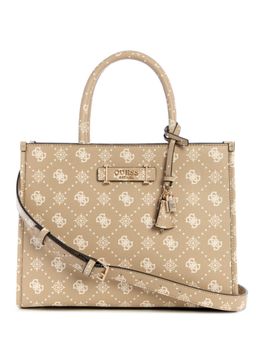 Guess - Biscotti Logo Printed Silia Tote Bag with Detachable Strap