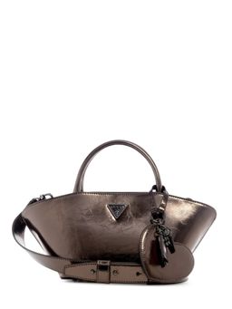 Guess - Pewter Textured Bolena Satchel Bag with Detachable Strap