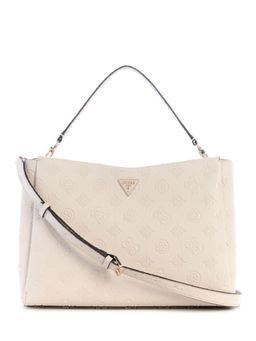 Guess - Stone Logo Embossed Monogram Tisha Large Girlfriend Satchel Bag with Detachable Strap