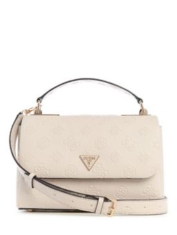 Guess - Stone Logo Embossed Monogram Tisha Top Handle Flap Satchel Bag
