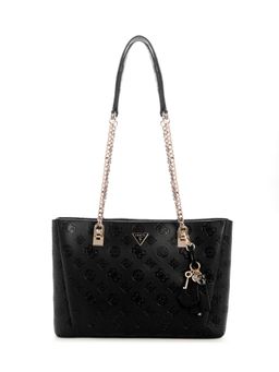 Guess - Black Logo Embossed Monogram Tisha Tote Bag