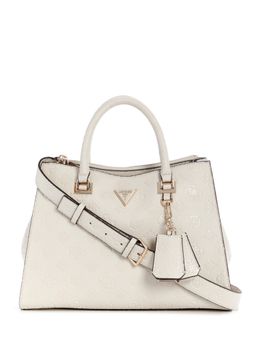 Guess - Bone Logo Embossed Monogram Cresidia Society Satchel Bag with Detachable Strap