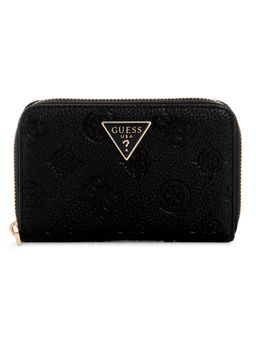 Guess - Black Logo Embossed Monogram Cresidia Zip Around Wallet