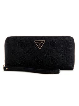 Guess - Black Logo Embossed Monogram Cresidia Zip Around Wallet