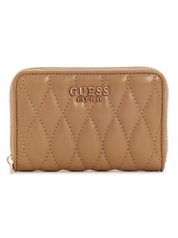 Guess - Beige Quilted Valla Medium Zip Around Wallet