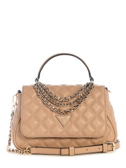 Guess - Beige Quilted Giully Top Handle Satchel Bag with Detachable Strap