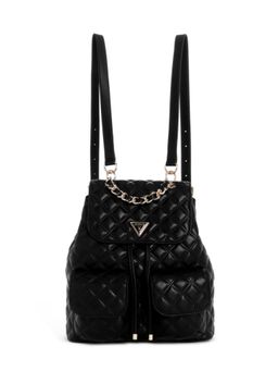 Guess - Black Quilted Giully Flap Backpack