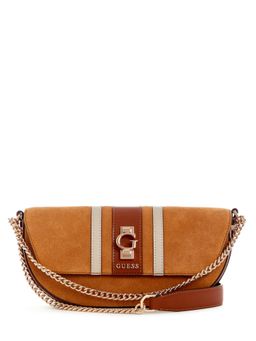 Guess - Cognac Brown Solid Erenia Crossbody Sling Bag
