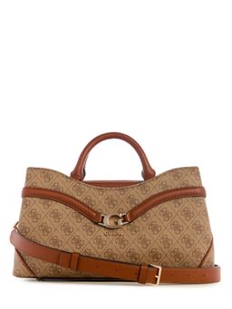 Guess - Beige Logo Printed Dea Girlfriend Satchel Bag