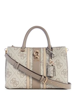 Guess - Dark Taupe Logo Printed Erenia Girlfriend Satchel Bag