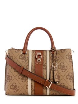 Guess - Brown Logo Printed Erenia Girlfriend Satchel Bag