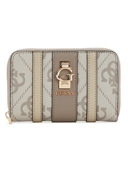 Guess - Dark Taupe Logo Printed Erenia Medium Zip Around Wallet