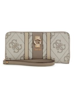 Guess - Dark Taupe Logo Printed Erenia Large Zip Around Wallet