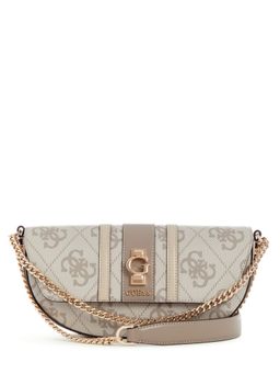 Guess - Dark Taupe Logo Printed Erenia Crossbody Sling Bag