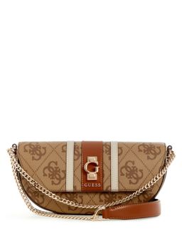 Guess - Beige Logo Printed Erenia Crossbody Sling Bag