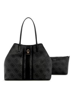 Guess - Black Logo Printed Erenia Large Tote Bag with Pouch