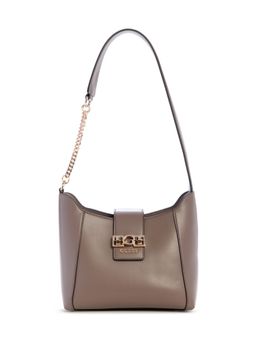 Guess - Dark Taupe Solid Jane Hobo Handbag