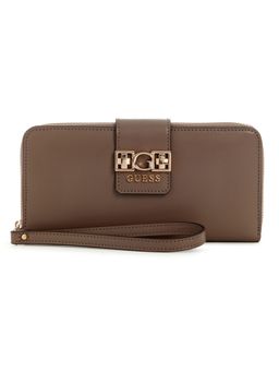 Guess - Dark Taupe Solid Jane Large Zip Around Wallet