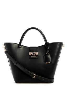 Guess - Black Solid Jane Tote Bag with Detachable Strap
