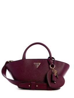 Guess - Wine Textured Bolena Satchel Bag with Detachable Strap