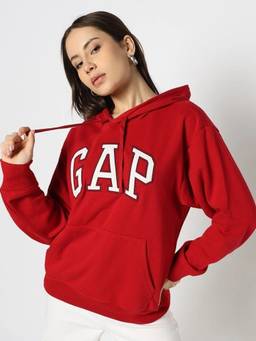 GAP - Red Logo Regular Fit Full Sleeve Hooded Sweatshirt