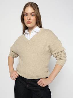 GAP - Brown Solid Relaxed Fit Full Sleeve Pullovers Sweater