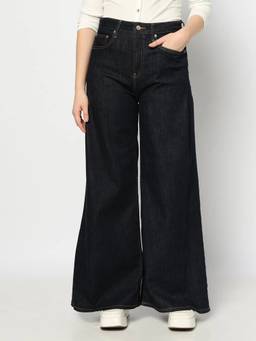 GAP - Black Solid Wide-Leg Fit High Rise Wide-Leg Jeans