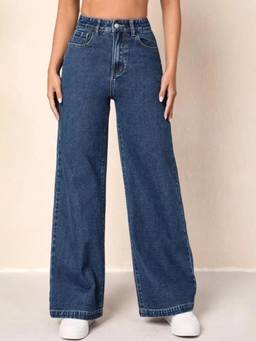 VBEAUTI - Bata Blue Wideleg Streachable High Rise Jeans
