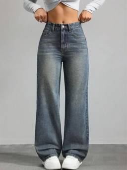 VBEAUTI - Tint Green Wideleg Streachable High Rise Jeans