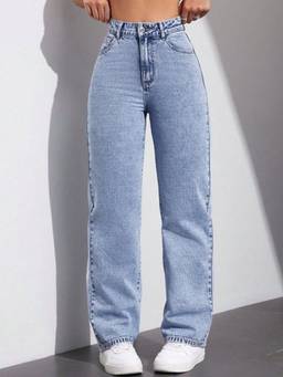 VBEAUTI - Blue Wideleg Streachable High Rise Jeans