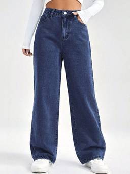 VBEAUTI - Bata Blue Wideleg Streachable High Rise Jeans