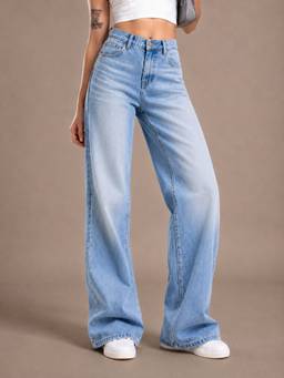 VBEAUTI - Tint Ice Blue Wideleg Streachable High Rise Jeans